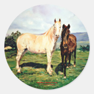 Pferde/Cabalos/Horses Runder Aufkleber