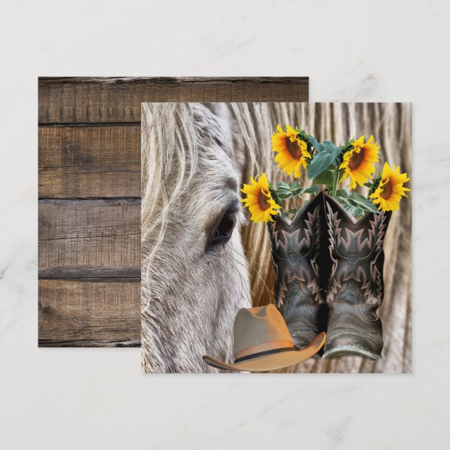 Pferde Cowboy Boots Cowboy Hat Barn Board Blume (Vorne/Hinten)