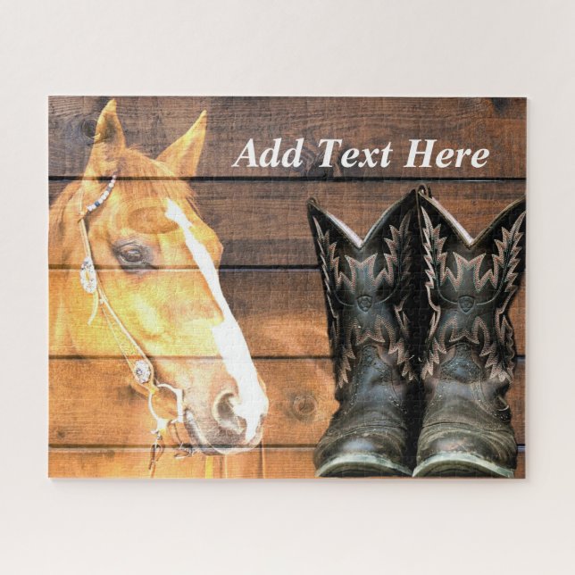 Pferde Cowboy Boots Rustic Barn Board (Horizontal)