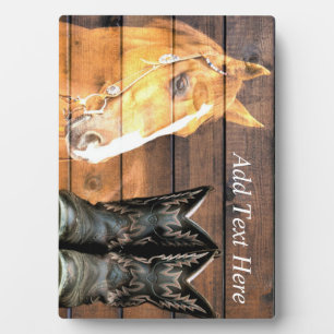 Pferde Cowboy Boots Rustic Barn Board Fotoplatte