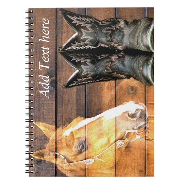 Pferde Cowboy Boots Rustic Barn Board Notizblock (Vorderseite)