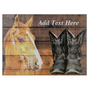 Pferde Cowboy Boots Rustic Barn Board Schneidebrett