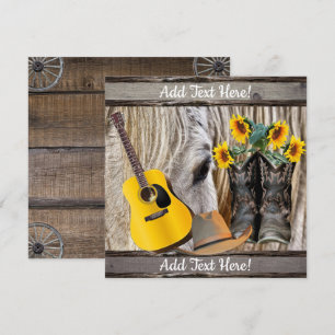 Pferde Cowboy Boots Sonnenblumen Gitarre Cowboy Ha Dankeskarte