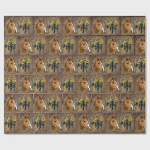 Pferde Cowboy Boots Wagon Wheel Rustikaler Stallho Geschenkpapier