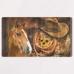 Pferde Cowboy Hat Lasso Sonnenblume Rustikales Bar Etiketten