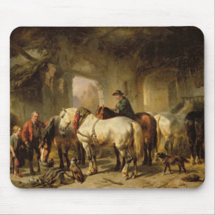 Pferde, die im Stall füttern Mousepad