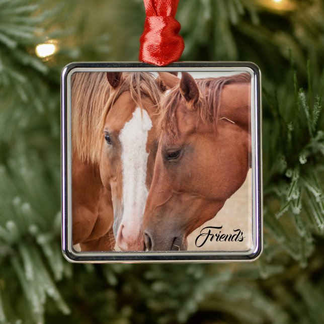 Pferde, die in einer Weide nass werden Ornament Aus Metall (Baum)