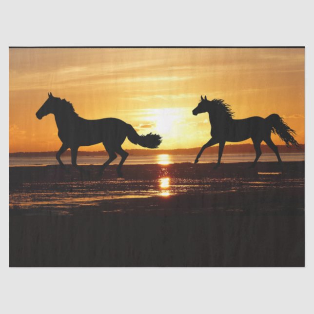 Pferde, die Sunset Beach Decoupage Tissue betreibe Seidenpapier (Vorderseite)