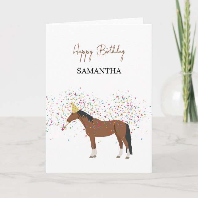 Pferde, die Tiere zum Geburtstag feiern Karte (Vorderseite)