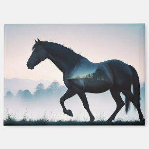 Pferde Doppelexposition Tierart Wildnis Art Magnet