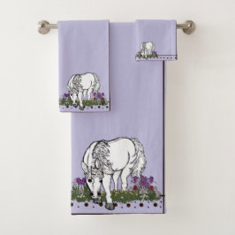 Pferde Einhorn von figdewdrop Badezimmer Handtuch  Badhandtuch Set