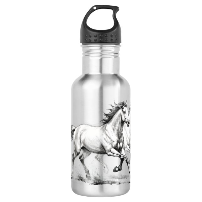 Pferde-Eleganz Edelstahlflasche (Vorderseite)
