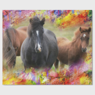 Pferde farbenfroh geschenkpapier