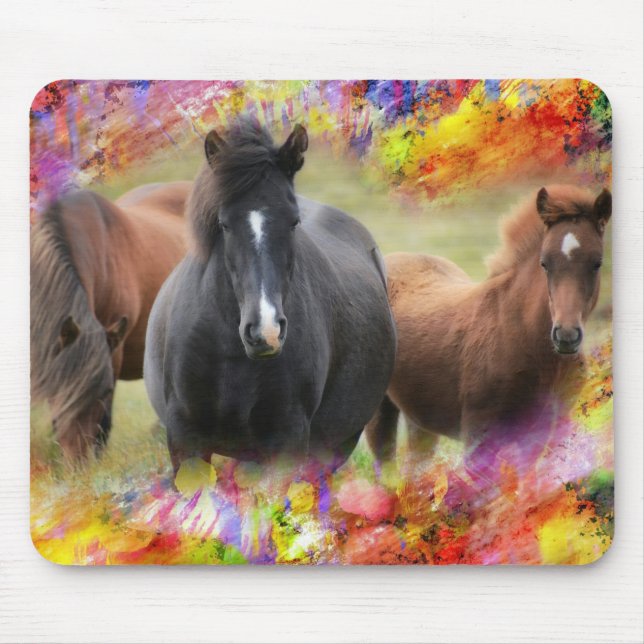 Pferde farbenfroh mousepad (Vorne)