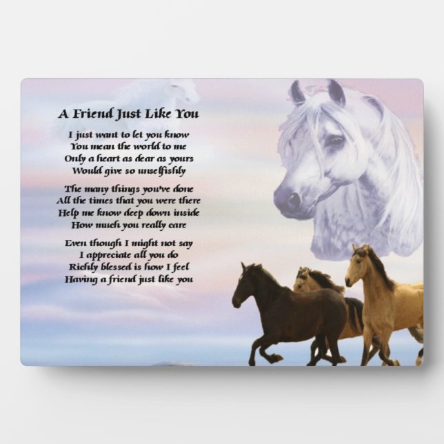 Pferde Friend Gedicht Plaque Fotoplatte (Vorderseite)