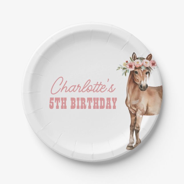 Pferde-Geburtstags-Pony-Party Pappteller (Vorderseite)