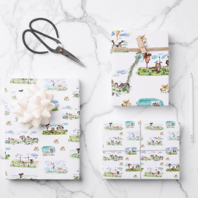 Pferde Geschenkpapier für Pferdemädchen Set (Vorderseite)