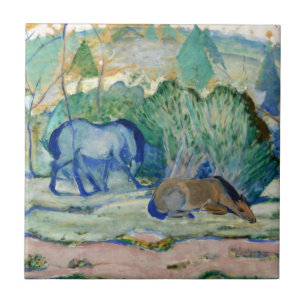 Pferde grasen von Franz Marc, Vintage Fine Art Fliese