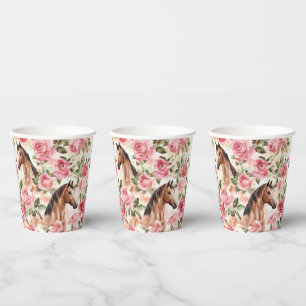 Pferde Hübsch Rosa Rosen Blumengeburt Pappbecher