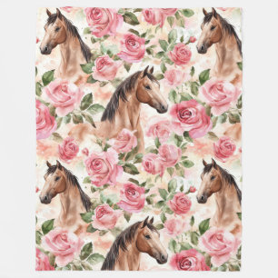 Pferde Hübsch Rosa Rosen Fleecedecke