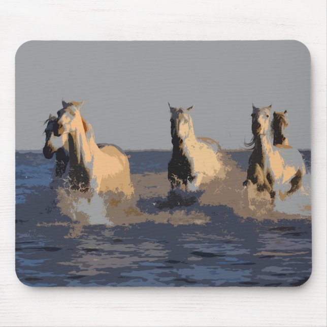 Pferde im Meer - Wilde Pferde Mousepad (Vorne)