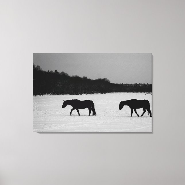 Pferde im Schnee 36x24 (90x60cm) Waccna Leinwanddruck (Vorderseite)