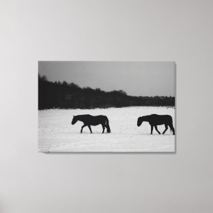 Pferde im Schnee 36x24 (90x60cm) Waccnm Leinwanddruck