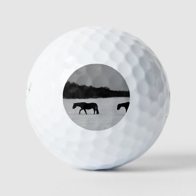 Pferde im Schnee be6 gbcnm Golfball (Vorderseite)