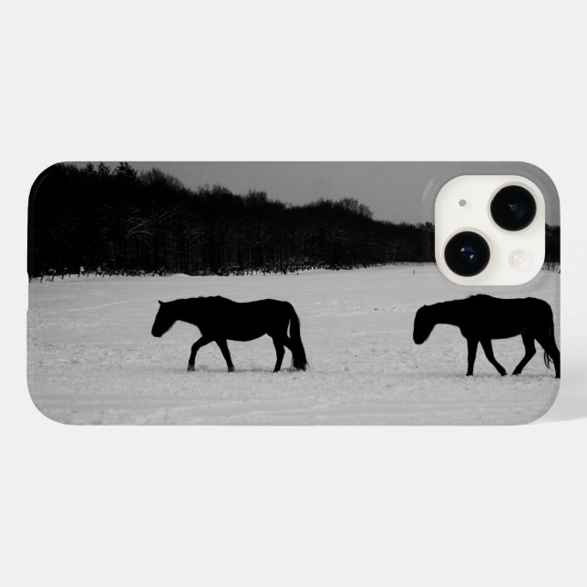 Pferde im Schnee Case-Mate iPhone 14 Hülle (Rückseite (Horizontal))