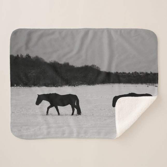 Pferde im Schnee sbcna Sherpadecke (Vorderseite (Horizontal))