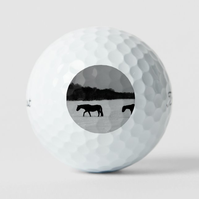 Pferde im Schnee tpv1 gbcnm Golfball (Vorderseite)