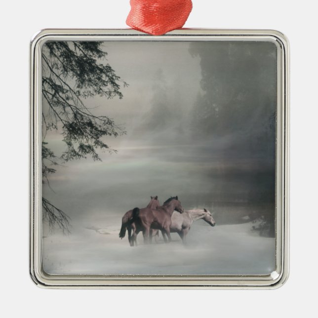 Pferde im Schnee Weihnachtsschmuck (Vorne)