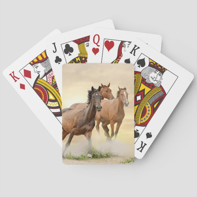 Pferde im Sonnenuntergang Spielkarten (Rückseite)