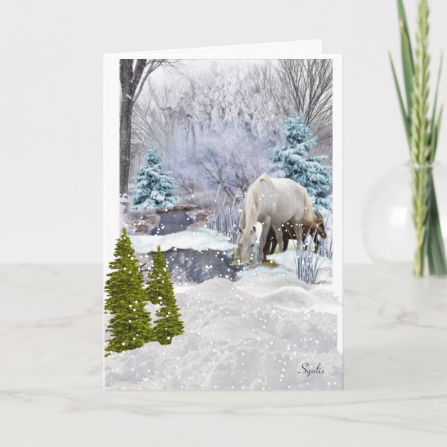 Pferde im Winter Wunderland Weihnachtsfeiertag Karte (Vorderseite)
