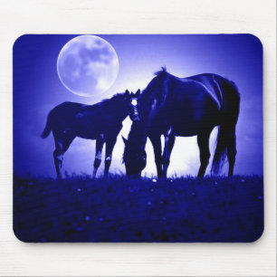 Pferde in blauer Nacht Mousepad