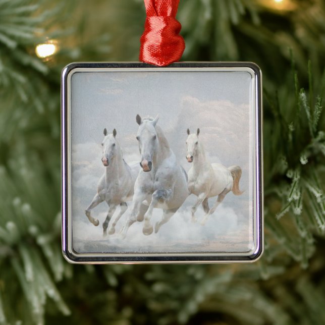 Pferde in den Wolken Ornament Aus Metall (Baum)