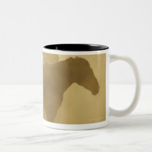 Pferde in der Hürde Zweifarbige Tasse