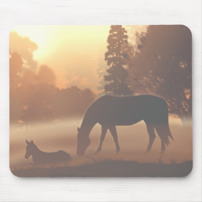 Pferde in der Morgennebel Mousepad (Vorne)