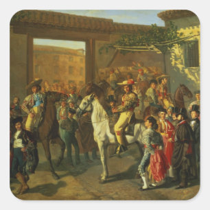 Pferde in einem Hof Quadratischer Aufkleber