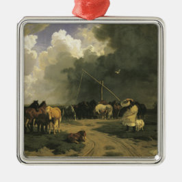 Pferde in einem Regensturm (Pferde) Ornament Aus Metall