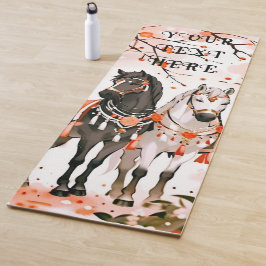 Pferde in einem Roten Wald Custom doppelseitig Yogamatte