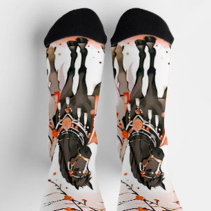 Pferde in einem Roten Wald Socken
