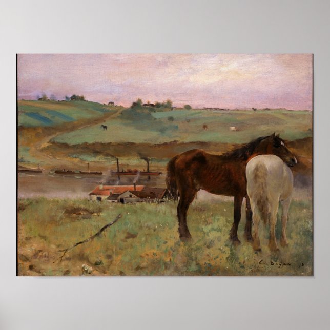 Pferde in einer Wiese Degas Kunstdruckerei Poster (Vorne)