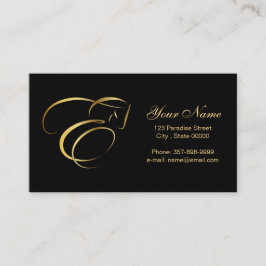 Pferde in Goldfarbe | Monogramm E Pferd Visitenkarte