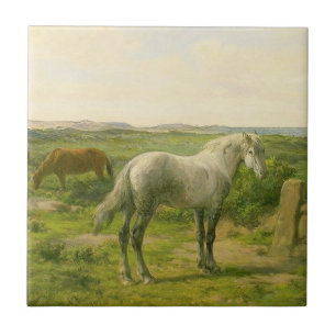 Pferde in Meeresnähe (von Rosa Bonheur) Fliese