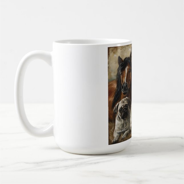 Pferde, Katzen und Hunde  Kaffeetasse (Links)