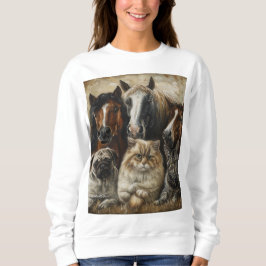 Pferde, Katzen und Hunde Sweatshirt
