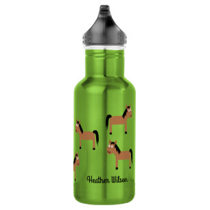 Pferde Kinder Wasser Flasche mit Namen Edelstahlflasche