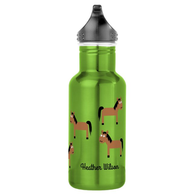 Pferde Kinder Wasser Flasche mit Namen Edelstahlflasche (Rechts)