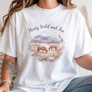 Pferde Landschaft Meilenstein Geburtstag T-Shirt